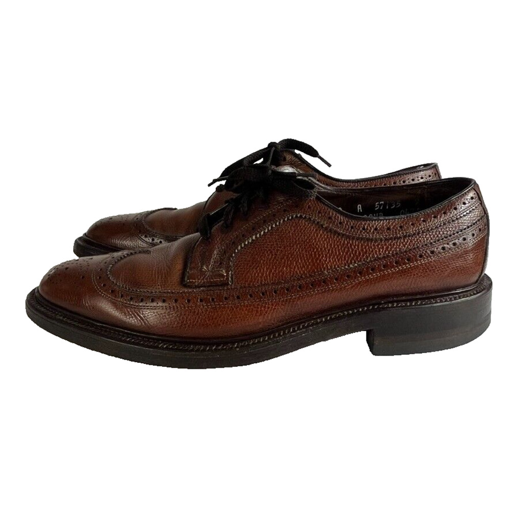 Allen Edmonds Shoes Mens 10A Brown Leather Longwingtip Brogue MacNeil Oxfords